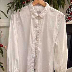 Chico's Classic White Balloon  Sleeve Top